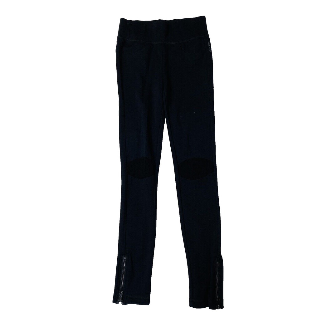 Lukka Lux‎ Womens Black Rayon Nylon Elastic Leggings w/ Zippered Ankle Size XS